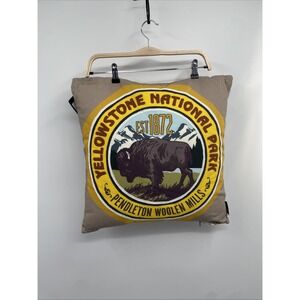 Pendleton Yellowstone National Park Patch Pillow Tan 100% Soft Cotton 20" x 20"